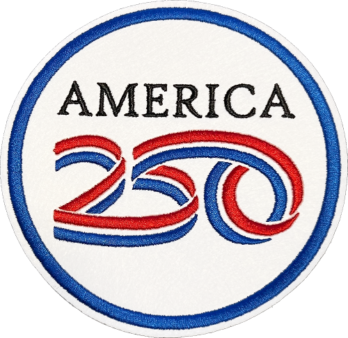 America 250 Embroidered Iron-on Patch - Multiple Sizes Available - Made in USA