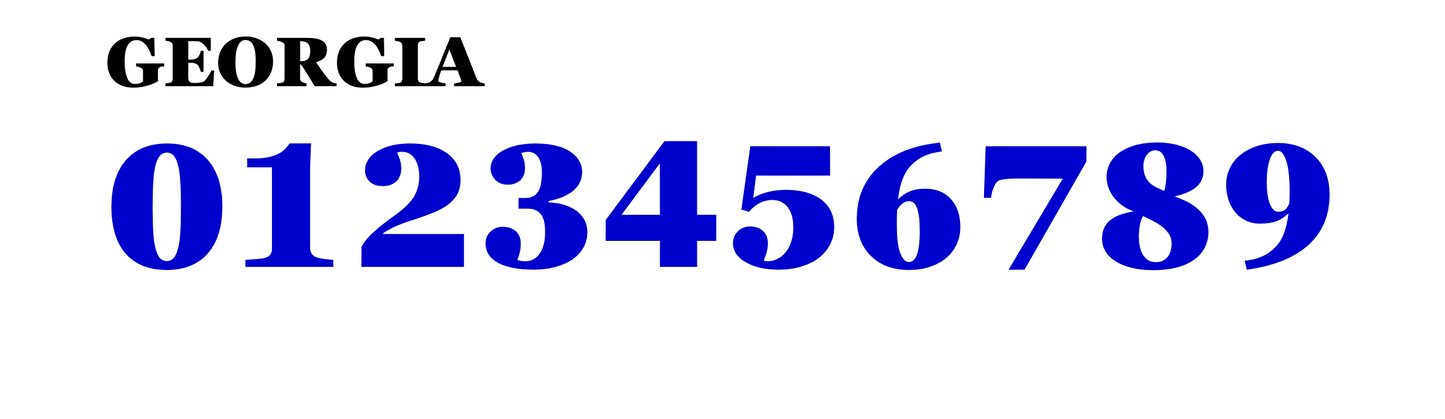 Single-Color Tackle Twill Jersey Numbers - GEORGIA Font