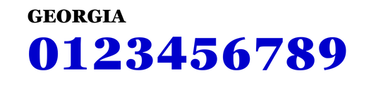 Single-Color Tackle Twill Jersey Numbers - GEORGIA Font