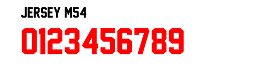 Single-Color Tackle Twill Jersey Numbers - JERSEY M54 Font