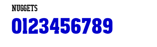 Single-Color Tackle Twill Jersey Numbers - NUGGETS Font