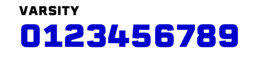 Single-Color Tackle Twill Jersey Numbers - VARSITY Font